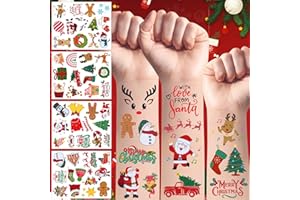 BACKTOPEIA Christmas Temporary Tattoos Winter Santa Claus Christmas Party Decorations Kids Gift Décor Activity Xmas Themed Cute Favors Supplies Reward Boy Girl Birthday Noel Tree Reindeer Snow