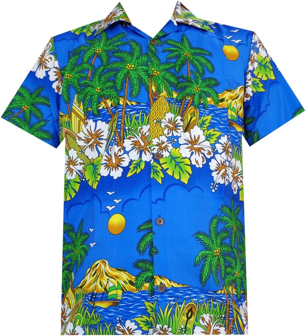Hawaiian Shirt Mens Flower Leaf Beach Aloha Party Casual Holiday Short Sleeve