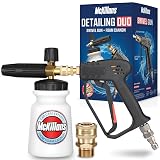 McKillans Pressure Washer Gun with Swivel & Foam Cannon Wide Mouth & M22-14mm Adapter - Adjustable Thick Foam - Power Washer Gun - 3/8" Male Plug & 1/4” Quick Connector Coupler