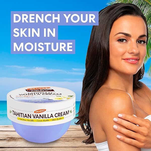 PALMER’S COCOA BUTTER FORMULA BODY CREAM, MOISTURE DRENCHING TAHITIAN VANILLA, 8.8 OZ, 72HR HYDRATION WITH SHEA BUTTER & VITAMIN E FOR SOFTER SKIN, PROTECTS & SOOTHES DRYNESS, DERMATOLOGIST APPROVED