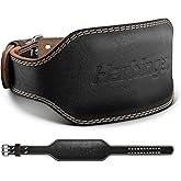 Harbinger Padded Leather Contoured Weightlifting Belt - 4" or 6” Width - Interior Suede Lining & Foam Cushioning - Heavy-Duty Dual Prong Steel Roller Buckle - for Lifting Support