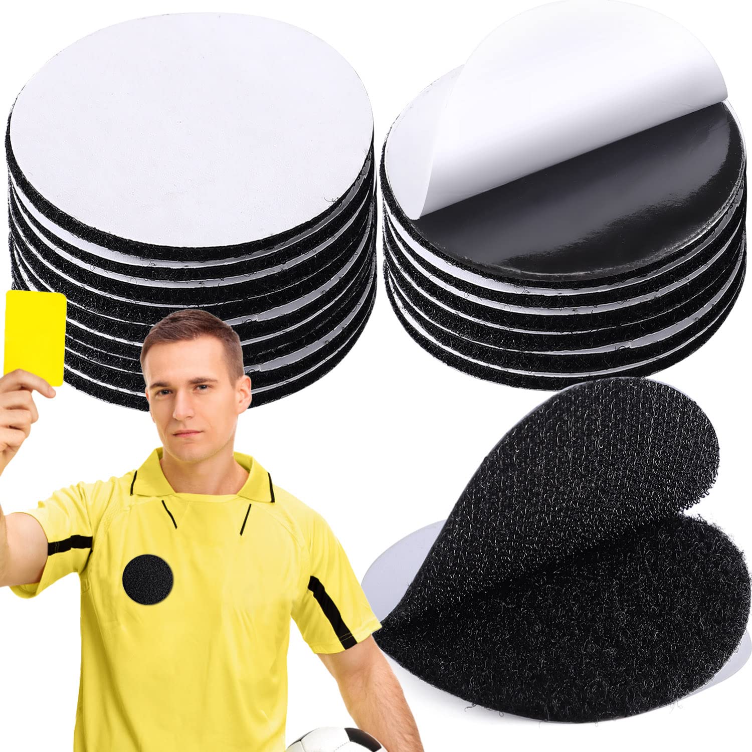 Photo 1 of TOBWOLF 12PCS 7cm / 2.75in Referee Patch Hook and Loop Dots, Reusable Round Adhesive Round Tape Self Sticky Dot, Double Sided Adhesive Hook Loop Fasteners Coins for Indoor Outdoor Use