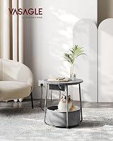 VASAGLE Round Side Table with Charging Station Dove Grey Slate Grey LET228G03 view 2
