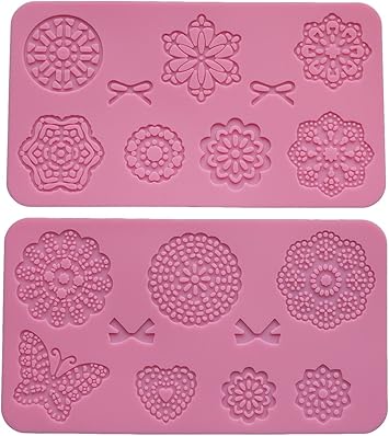 Amazon Co Jp Ever Garden レースモールド 蝶 花 リボン シュガークラフト シュガーベール シリコンモールド 型 抜き型 キット ハンドメイド 制作 花 2枚セット おもちゃ