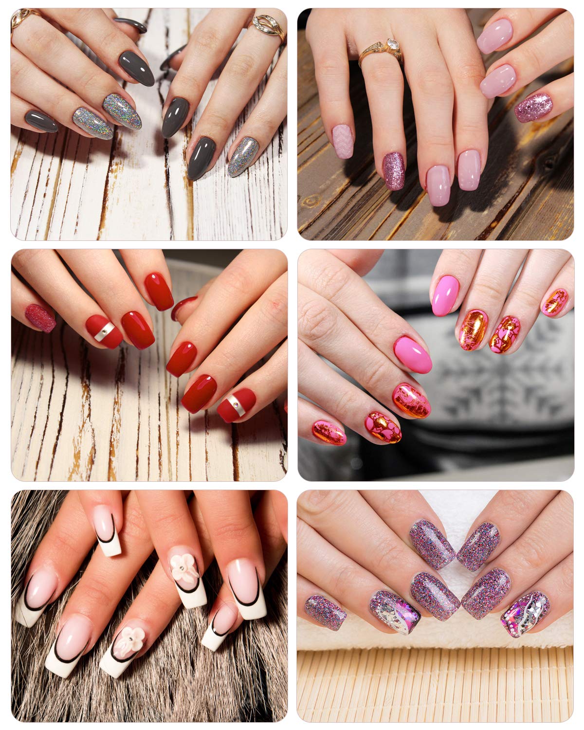 Dip Powder Nail Kit Starter, opove Dipping Acrylic Powder and Liquid Set Starter Kit Glitter Manicure French Nail Art Set Essential Tools - 6 Colors: Beauty