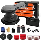 Cordless Car Buffer Polisher, SPTA Polisher with 2Pcs 12V Lithium Rechargeable Battery Brushless Polisher with Variable Speed, Portable Polisher with Polishing Pads Kit For Waxing