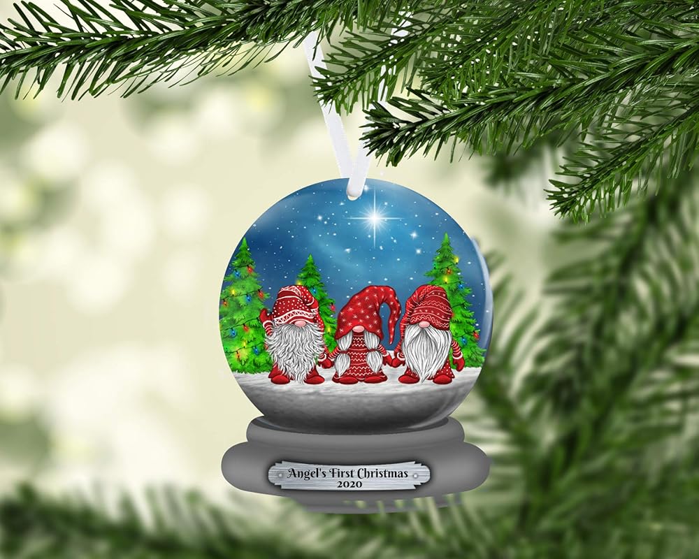 Gnome Snow Globe Christmas Ornament, Personalized, Gnomes
