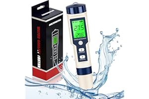 DEWFAT PH Meter for Water 5 in 1 PH Temp TDS and EC Meter,Salinity Meter,PH Tester Digital,TDS Meter Digital Water Tester&Pool Salt Tester for Swimming Pool.