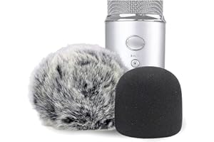 SUNMON Blue Yeti Pop Filter Set - Furry Mic Windscreen and Sponge Mic Cover for Blue Yeti, Blue Yeti Pro USB Condenser Microp