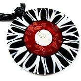 Swimmi Natural Red Coral, Cone Shell, Shiva Eye Pendant Beads Adjustable Cord Necklace Handmade Women Jewelry EA138