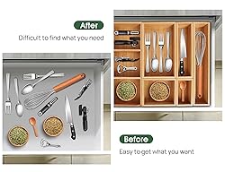 Kootek Bamboo Drawer Organizer with Removable