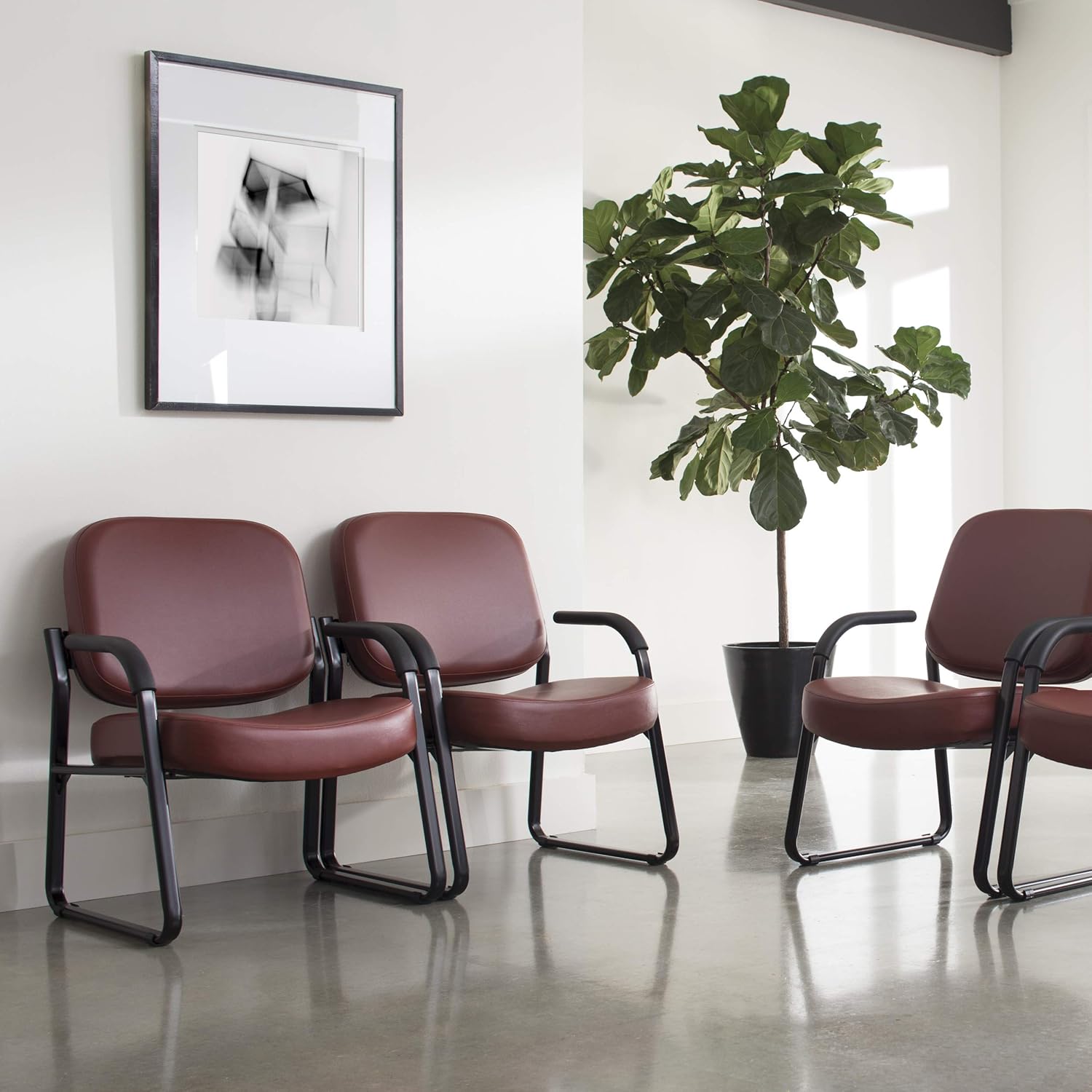 OFM Core Collection Big and Tall Guest and Reception Chair with Arms, Microbial/Anti-Bacterial Vinyl, in Wine: Furniture & Decor