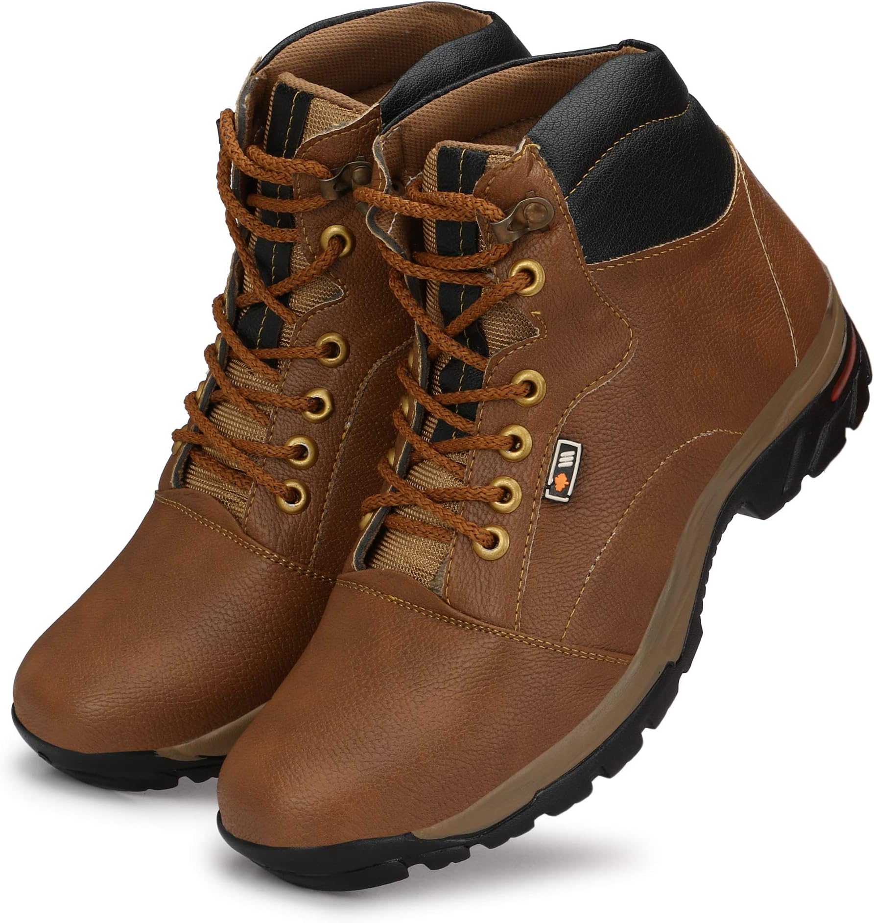 Shoe Island ® Popular Badass-X Leatherette Tan Brown Heavy Duty Lace-Ups Military High Ankle Length Casual Long Boots