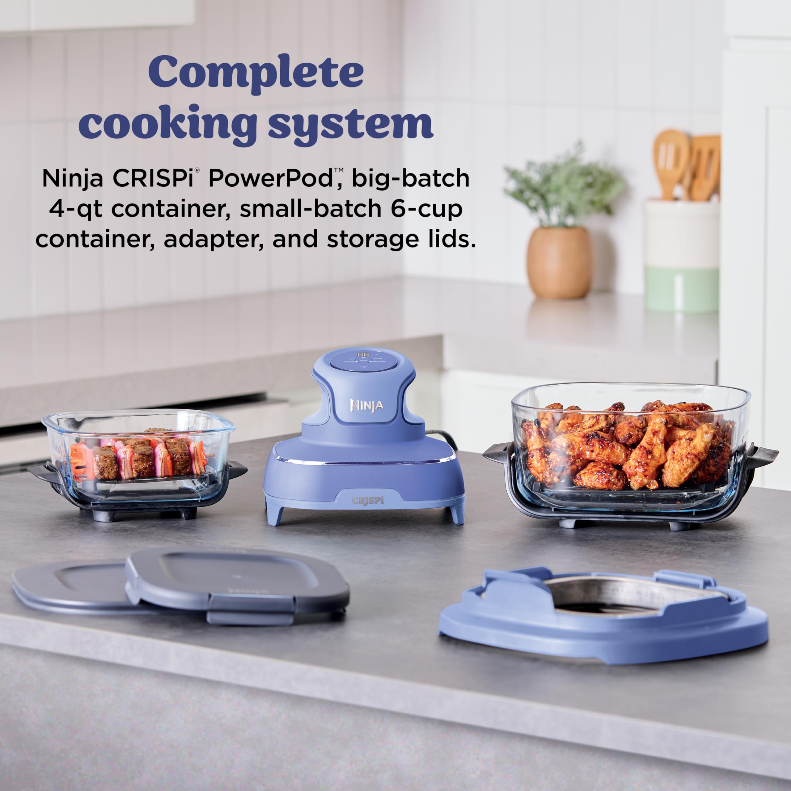 Ninjas | Freidora de aire | Sistema de cocción portátil Crispi 4 en 1 | Recipientes de vidrio de 4 cuartos y 6 tazas, platos para verduras y tapas de almacenamiento incluidos | Apto para microondas, congelador y lavavajillas | Lila esmerilada | FN101PR Ninjas | Freidora de aire | Sistema de cocción portátil Crispi 4 en 1 | Recipientes de vidrio de 4 cuartos y 6 tazas, platos para verduras y tapas de almacenamiento incluidos | Apto para microondas, congelador y lavavajillas | Lila esmerilada | FN101PR