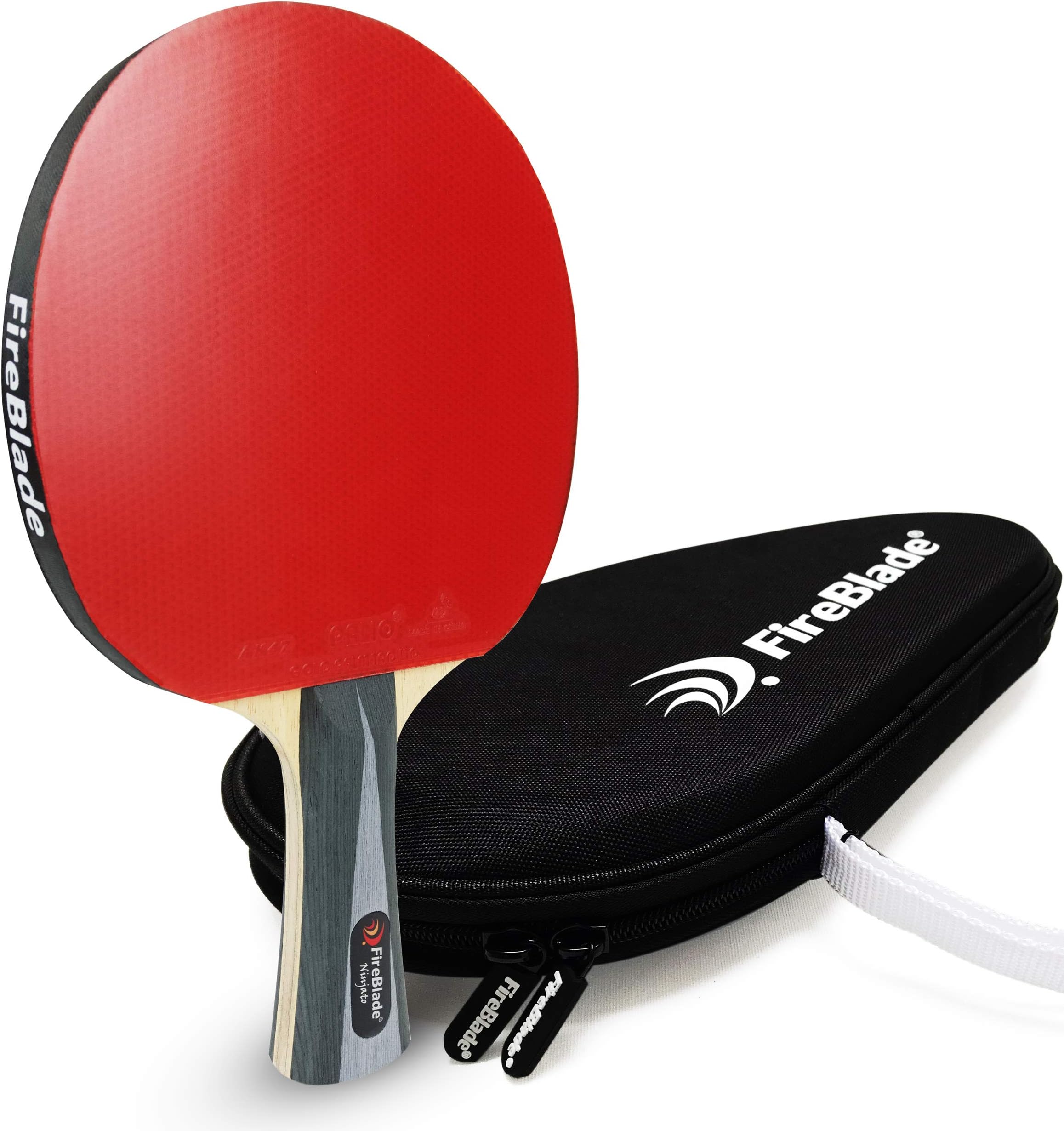 FireBlade 'Ninjato' - Carbon ITTF Approved Table Tennis Bat with Free Hard Case - 5-ply wood & 2-ply carbon - Ping Pong Racket Paddle - ITTF Rubber - Comfortable Handle - Includes Bat Case