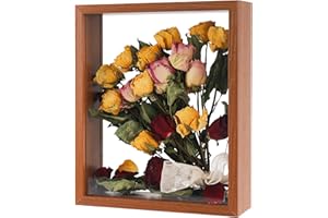 REDHUGO Wooden Dried Flower Frame, Floating Wood Shadow Box Frame for Pressed Flowers Double Acrylic Picture Frame Tabletop DIY Gifts for Family Friends Rectangle Dark Brown 8×10 inches (FRAME ONLY)