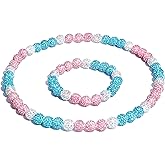 Baseball Necklace 18in Baseball Chain and Bracelet Set Beaded Necklace Pollyanna for Men Women Bling Rhinestone Drip