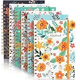 Coopay 6 Pack A5 Spiral Notebook Journal for Women, College Ruled Composition Notebooks Hardcover Spiral Journal, Cute Blooming Floral, Office School Business Supplies, 8.3" x 5.5", 160 Page