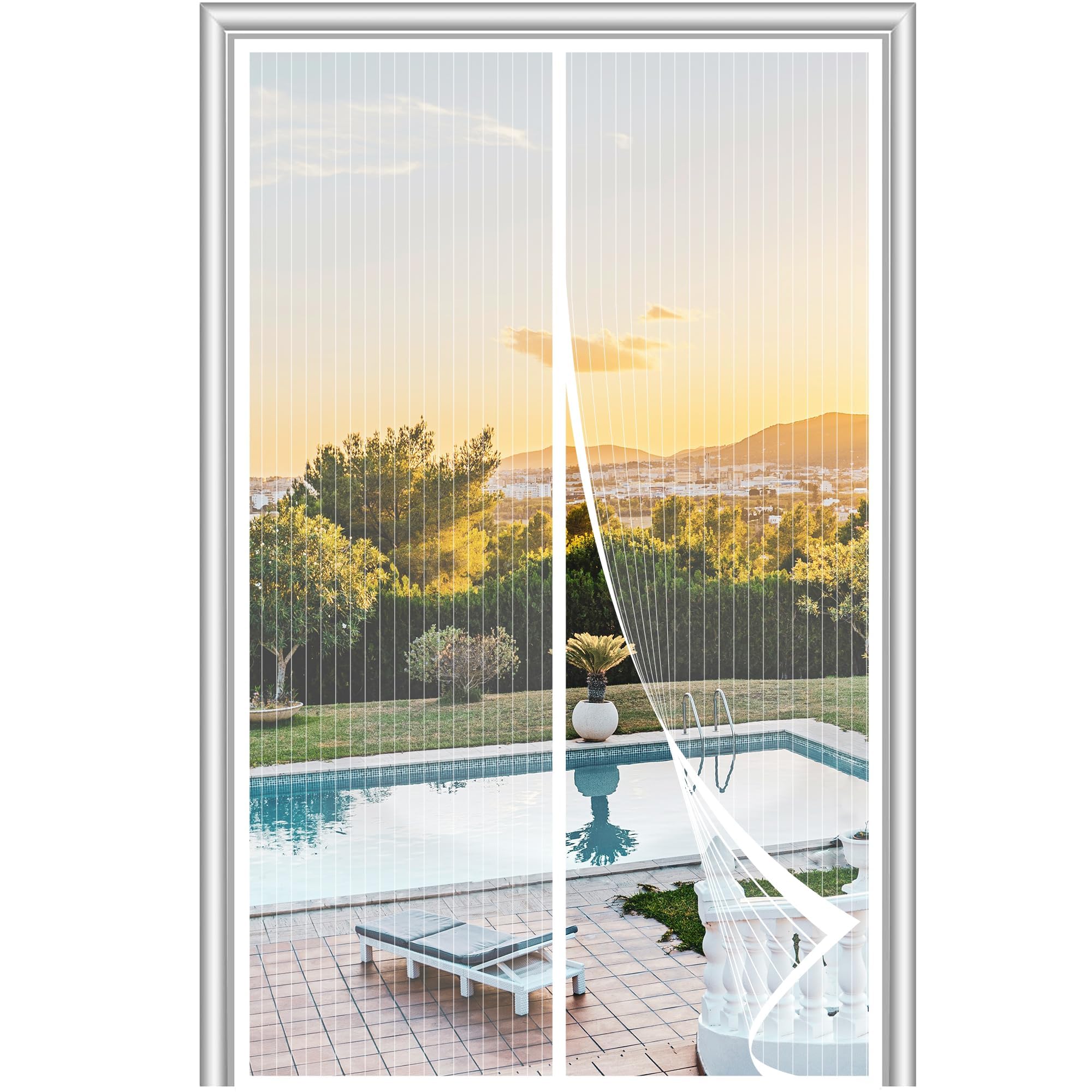 Photo 1 of METAONLY Magnetic Screen Door Mesh 36" x 82" - Fits 34" x 80" Door Size, Works for Patio, Sliding Door, Keeps Bug Mosquito Out, Fresh Air Flow, White