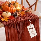 Pureegg 2 Pack Fall Table Runner Terracotta Cheesecloth Thanksgiving Decor | 120 Inch, Thanksgiving, Fall Wedding, Farmhouse 