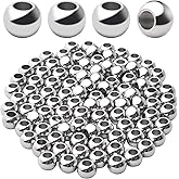 Aylifu 100pcs Smooth Round Spacer Beads 304 Stainless Steel Rondelle Beads Spacers Seamless Loose Beads for DIY Crafts Jewelry Bracelet Necklace Making(6×4mm, Hole:3mm)