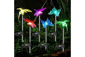 Anordsem Solar Garden Lights Outdoor: 6 Waterproof PVC Insect Stake Light Heads - Changeable Color LED Lighting for Gardener Yard Decoration - Christmas Gifts for Homeowners Over 40