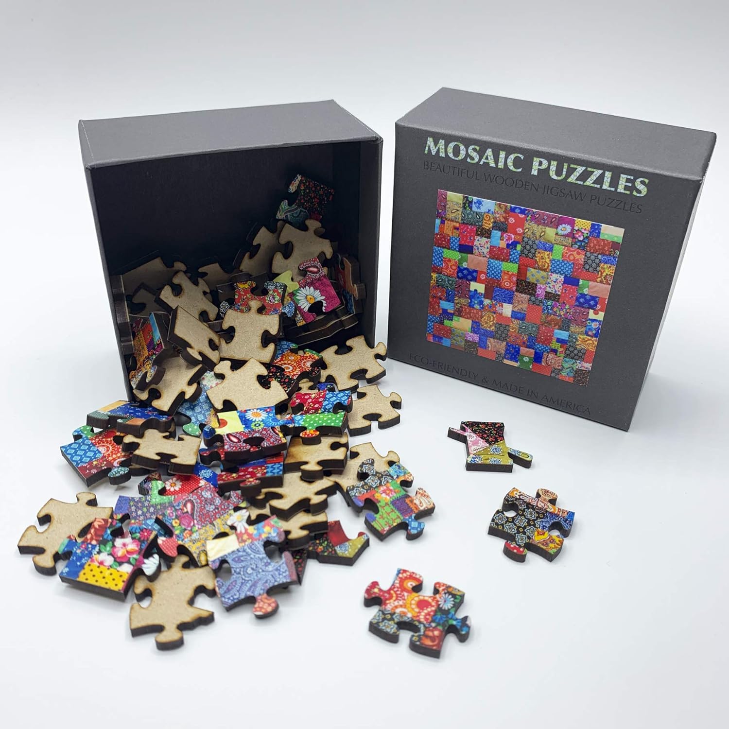 Wooden Jigsaw Puzzles Made In The Usa Quilt 100 Pieces Mosaic Puzzles Puzzles Toys Games Thegreenwoof Com