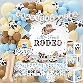 NANAGALI My First Rodeo Birthday Party Decorations, Cowboy 1st Supplies, First Rodeo Birthday Backdrop Balloons Arch Box High Chair Banner Party Idea for 1 Year Old Boys