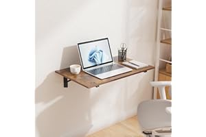 GOYLSER Wall Mounted Folding Table Floating Desk for Dining, Laundry Room, Office, Fold Down Desk with Bracket