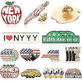 Thiccywoov 30 Pcs New York Enamel Lapel Pin Bulk New York City Souvenir and Gifts Nyc Lapel Pin USA Ny Iron Hard Collectible New York Souvenir for Women Men