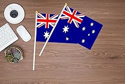 50 Pack Australia Flags on Stick, Small Mini Hand