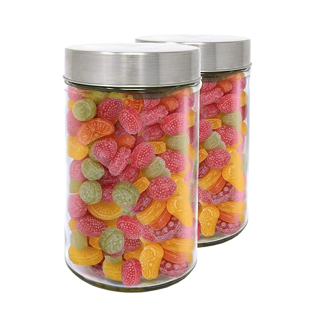 Inox-kristal Set 2 Vorratsdosen aus Glas, 0,9 L (17x10 cm), mit Schraubverschluss.
