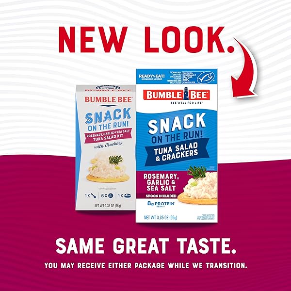 BUMBLE BEE SNACK ON THE RUN ROSEMARY, GARLIC, & SEA SALT TUNA SALAD WITH CRACKERS KIT – READY TO EAT PROTEIN SNACK PACK – 8G PROTEIN PER BOX – WILD CAUGHT MSC CERTIFIED TUNA