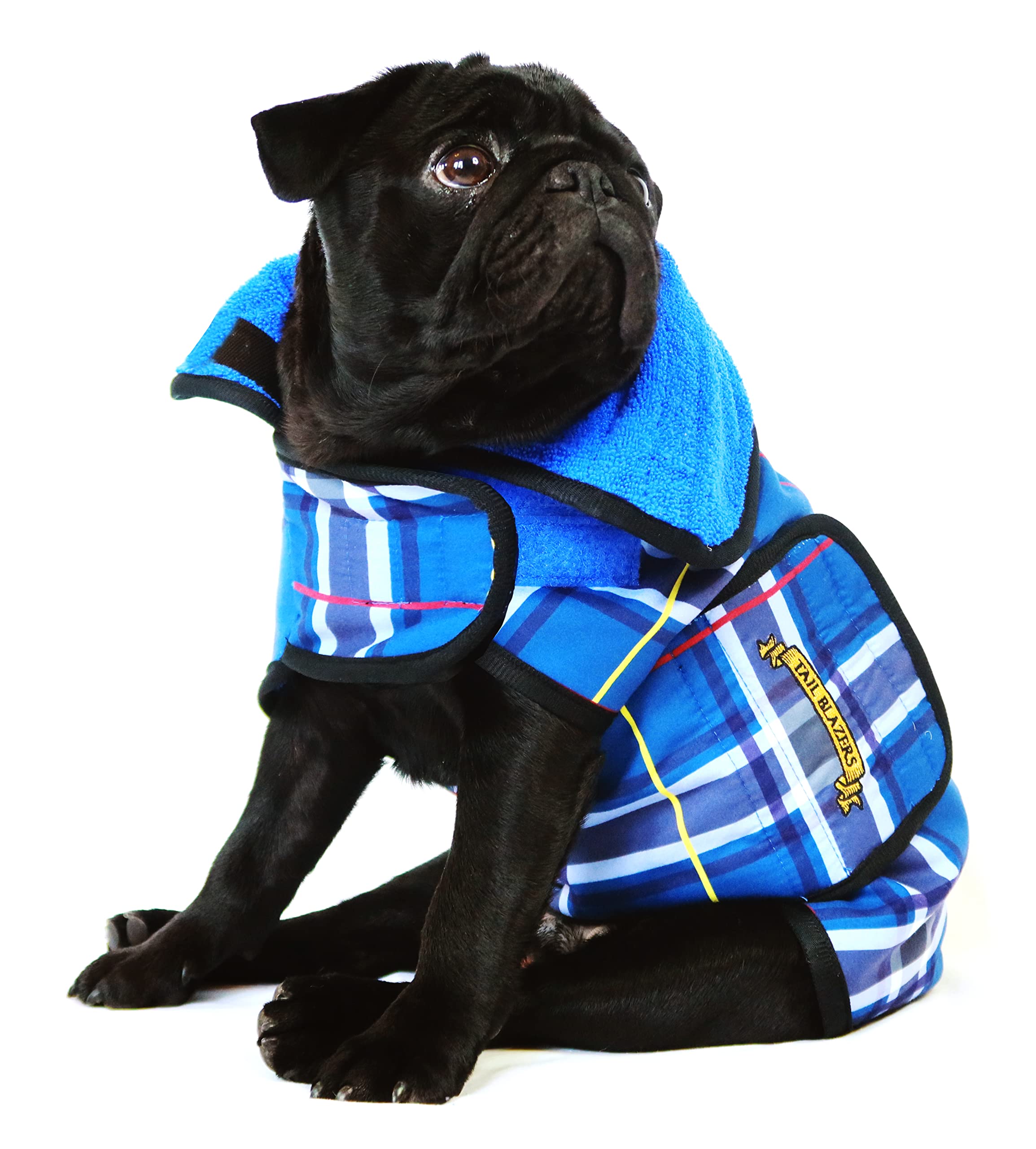 TAIL BLAZERS™ Premium Dog Drying Coat. Double Layer Microfibre Dry Robe with Car Safety D Ring. Towel Robe Pet Dryer Keep Dogs Dry and Warm. Camping and Beach Accessories. Machine Washable. XL