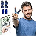 Simply Seniors Finger Splint For Men - 4Pcs - 2 Splints & 2 Sleeves - Brace For Broken Finger, Trigger Finger, Mallet Finger, Arthritis & Straightening - Middle, Ring & Index Fingers
