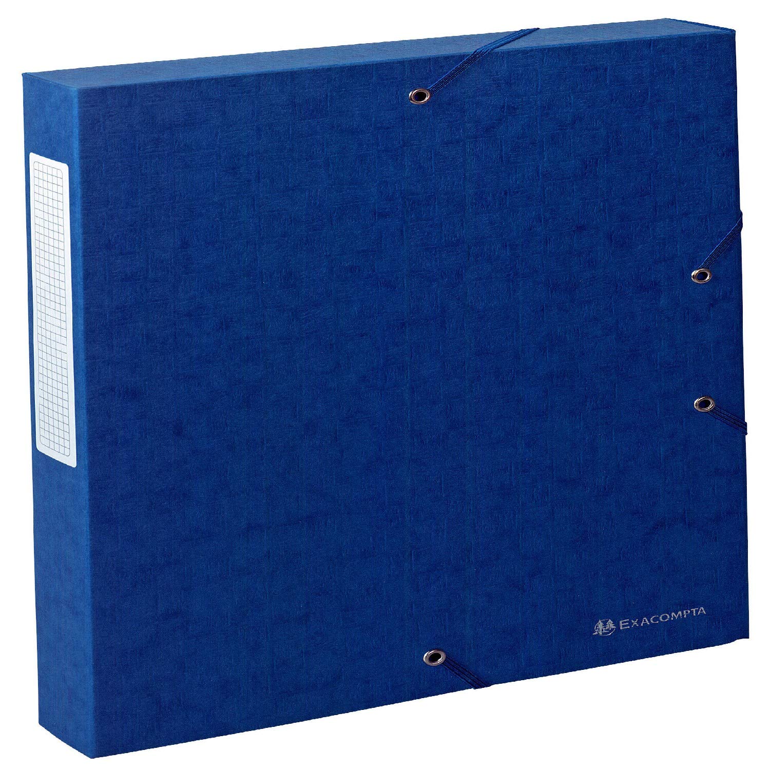 Exacompta - Ref 50812E - Scotten Filing Box - 250 x 330mm in Size, Suitable for Holding A4 Documents, 40mm Spine, 600gsm Genuine Pressboard, Spine Label - Blue