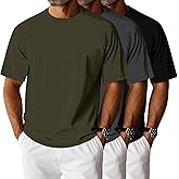 Riyiper 3 Pack Men's Waffle Knitted Short Sleeve Crewneck T-Shirts Solid Raglan Sleeve Casual Pullover Tees