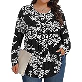 Plus Size Tops for Women Fall Long Sleeve Shirts Crew Neck Casual Loose Tunic Blouse 1X-5X