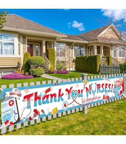 Arosche Nurse Appreciation Banner - 120"x20" Thank You Nurses Decoration For Hospitals & Parties