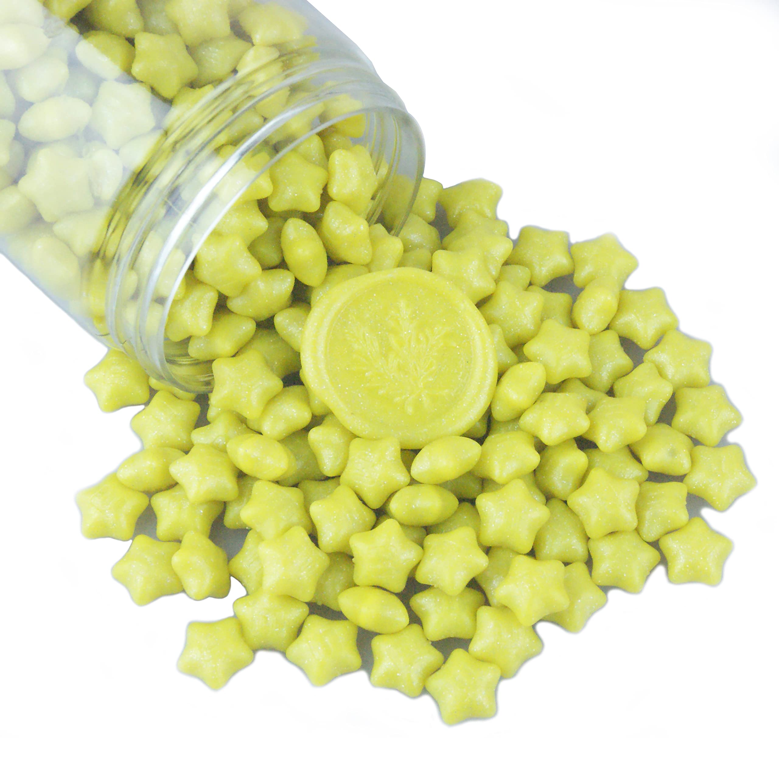 300 Pcs Lucky Star Sealing Wax Beads, PORXFLY Flash Wax Seal Beads for Seal Stamp, Great for Wedding Invitations, Wine Packages,Cards Envelopes, Gift Wrapping (Yellow)