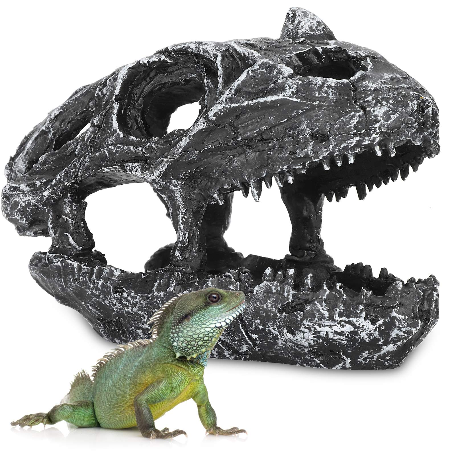 Reptile Rock Hiding Habitat - Hideout Caves for Reptile Aquarium Terrarium Decoration Ornament (4 x 7.9 x 4 inches)