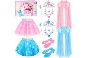 TSDATOWR Princess Dress Up Clothes for Little Girls Toddlers, Princess Costume Set with Princess Cape, Tutu, Crown, Shoes