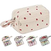 Bluboon Big Capacity Pencil Case Pencil Pouch Pen Case School Supplies Cute Pencil Box Pencil Bag for Teen Girls Boys Women Man (Strawberry Beige)
