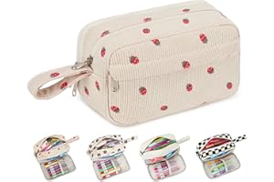 Bluboon Big Capacity Pencil Case Pencil Pouch Pen Case School Supplies Cute Pencil Box Pencil Bag for Teen Girls Boys Women Man (Strawberry Beige)