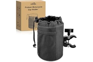 Frokom Motorcycle Cup Holder, Oxford Fabric Motorcycle ATV Drink Holder with 0.75"-1.5" Metal Alligator Clamp, Larger Water Bottle Holder for Motorcycle, Bike, Wheelchair, Scooter,Kayak,Walker,UTV/ATV