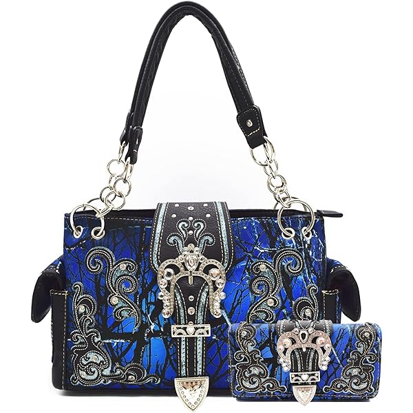 Justin West Western Purse Tooled Laser Cut Floral Design