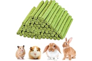 NSWXZDS 48PCS Rabbit Toys, Bunny Chews Timothy Hay Stick Guinea Pig Food, Hamster Toys for Teeth Grinding, Rabbit Alfalfa Treat, Rodent Molar Snack for Chinchilla Squirrel Gerbil Hedgehog Chipmunk