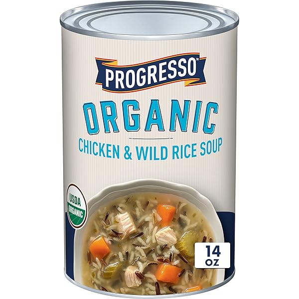 PROGRESSO ORGANIC CHICKEN & WILD RICE CANNED SOUP, 14 OZ.