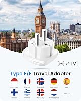 LENCENT UK to Europe Plug Adapter Type E/F Grounded 2P EU Travel view 2