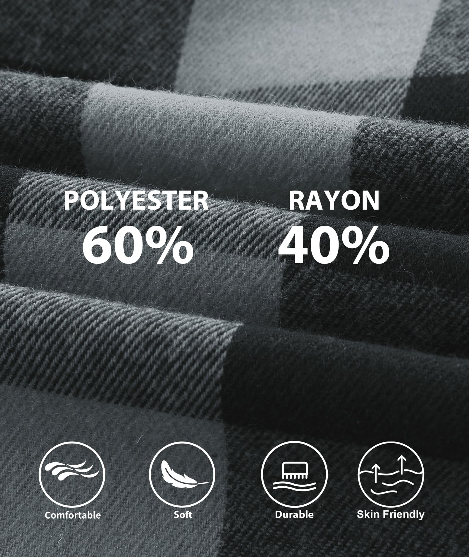 ZITY 3 Pack Men's Flannel Hoodie Shirts Long Sleeve Casual Vintage Button Down Plaid Shirt Jacket with Pocket